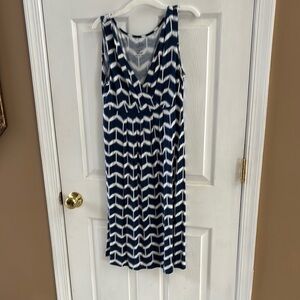St. John's Bay Navy and White Chevron Midi Dress